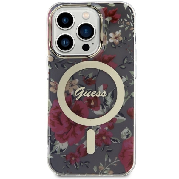 Etui Guess GUHMP14LHCFWSA iPhone 14 Pro 6.1" zielony/khaki hardcase Flower MagSafe Case