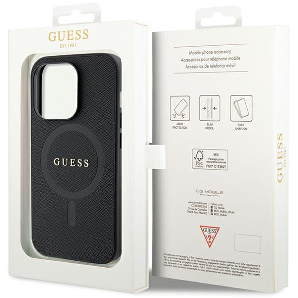 Etui Guess GUHMP14XPSAHMCK iPhone 14 Pro Max 6.7" czarny/black hardcase Saffiano MagSafe Case