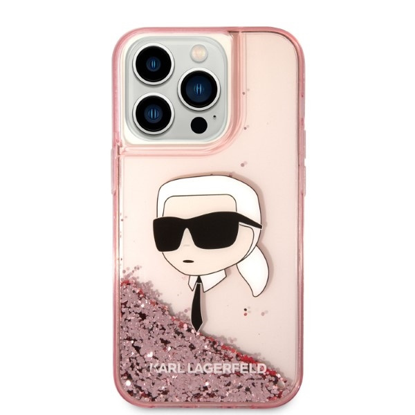 Etui KARL LAGERFELD Apple iPhone 14 Pro Max Glitter NFT Karl Head Różowy Hardcase