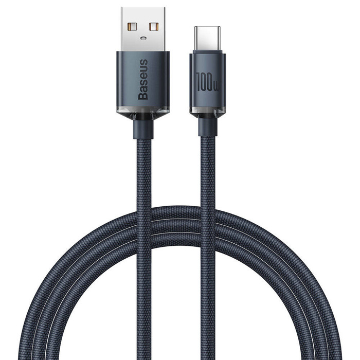 [PO ZWROCIE] Baseus Crystal Shine Series kabel przewód USB do szybkiego ładowania i transferu danych USB Typ A - USB Typ C 100W 1,2m czarny (CAJY000401)