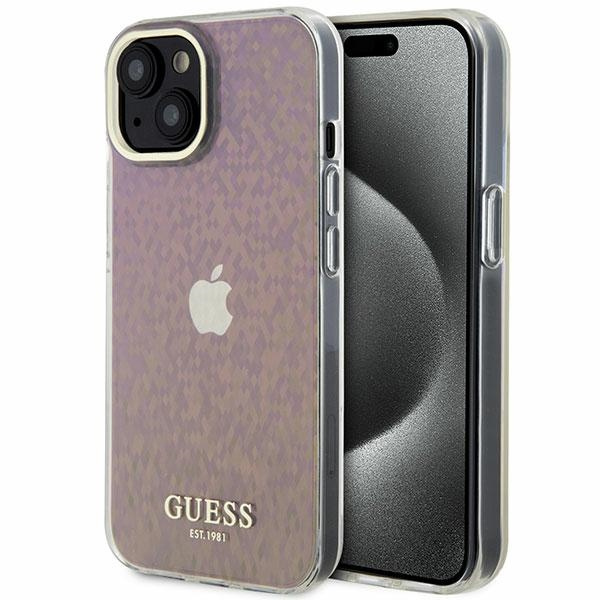 Etui Guess GUHCP15SHDECMP iPhone 15 6.1" różowy/pink hardcase IML Faceted Mirror Disco Iridescent Case