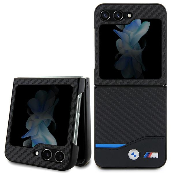Etui BMW BMHCZF522NBCK Galaxy Z Flip5 F731 czarny/black Leather Carbon