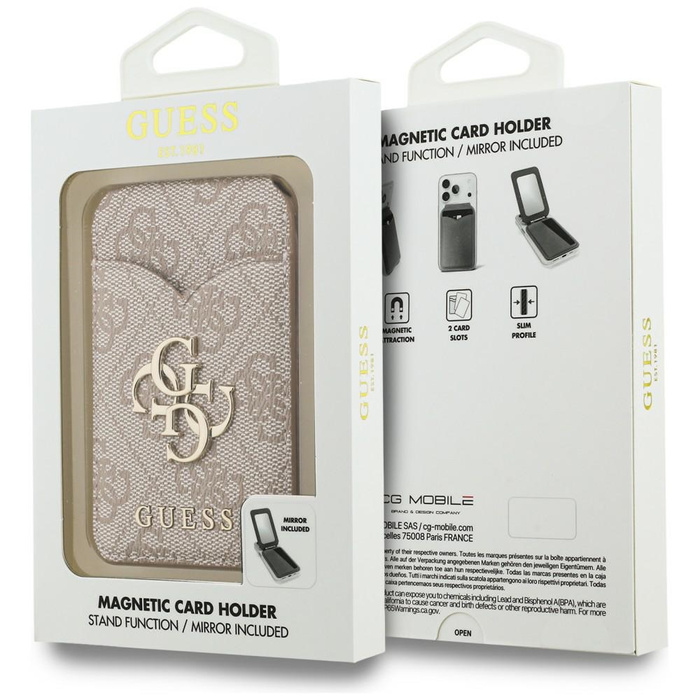 Portfel z lusterkiem Guess 4G Stand &    Mirror Magsafe różowy