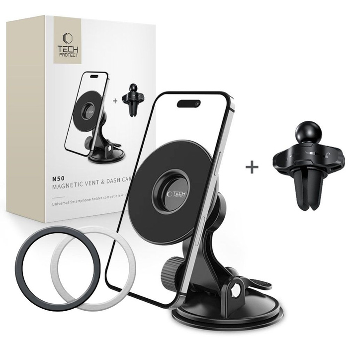 UCHWYT TECH-PROTECT N50 MAGNETIC MAGSAFE DASHBOARD & VENT CAR MOUNT BLACK