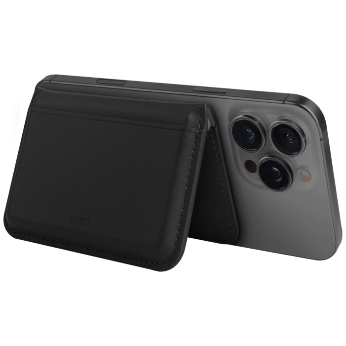 Magnetyczny portfel RFID UNIQ Lyden DS   stojak na telefon czarny