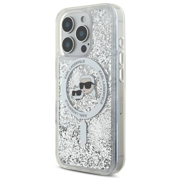Etui Karl Lagerfeld iPhone 16 Pro Max 6.9" hardcase transparent Liquid Glitter Karl&Choupette Head Magsafe