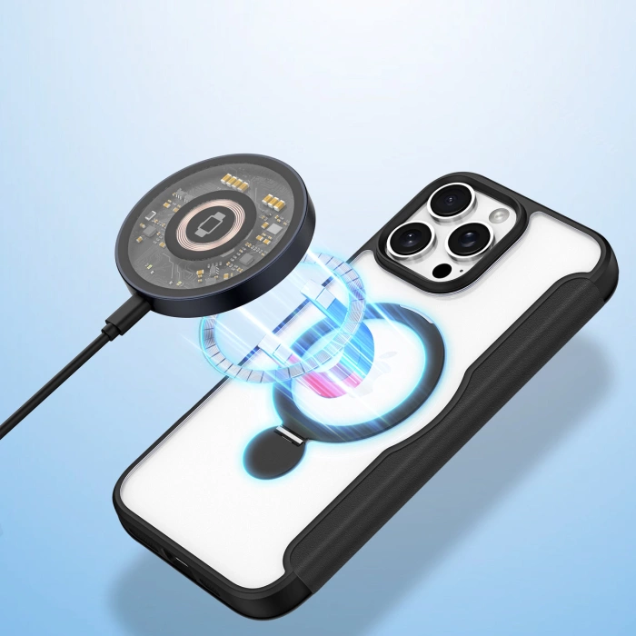 Etui Dux Ducis Skin X Pro na iPhone 16 Pro z MagSafe, klapką i podstawką - czarne