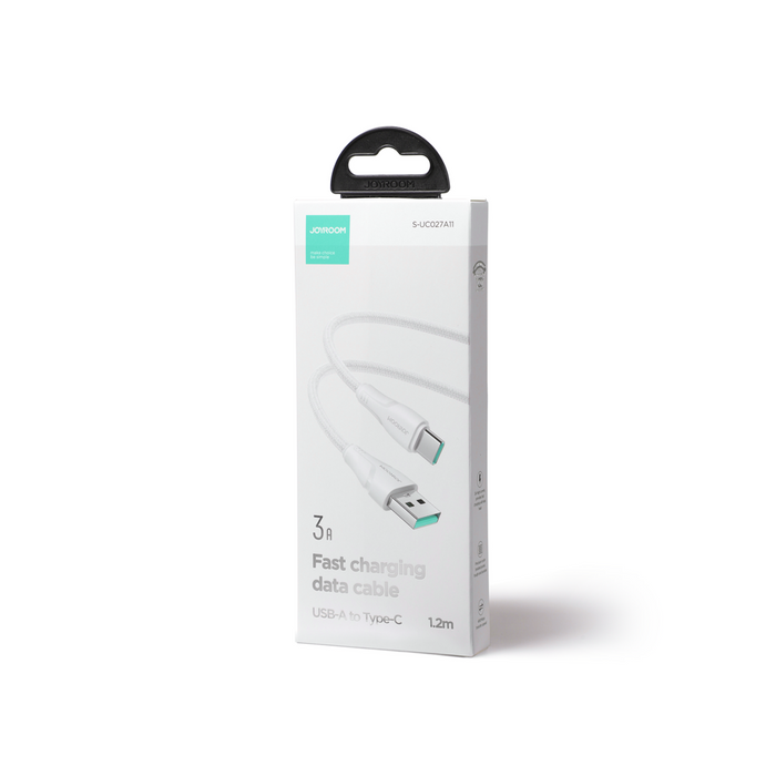 Joyroom kabel USB - USB C 3A Surpass Series do szybkiego ładowania i transferu danych 1,2 m biały (S-UC027A11)