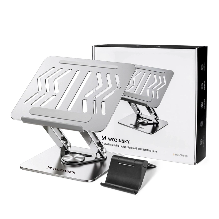 Podstawka pod laptopa Wozinsky WRS-CPY84SS aluminiowa + Gratis! podstawka do smartfona - srebrna