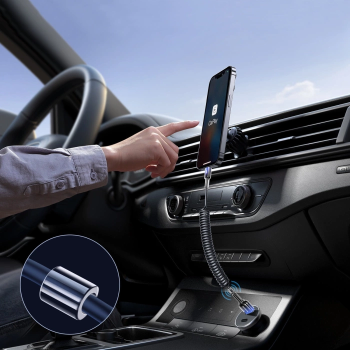 Kabel spiralny Joyroom S-A43 Crystal-Clear Series 3A USB-A - USB-C 1,5m - czarny