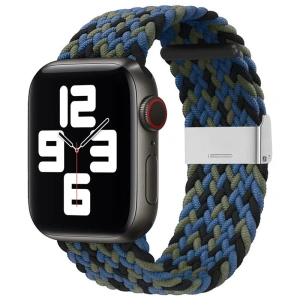 Pleciony materiałowy pasek bransoletka Strap Fabric opaska do Apple Watch 38 / 40 / 41 mm - niebieski