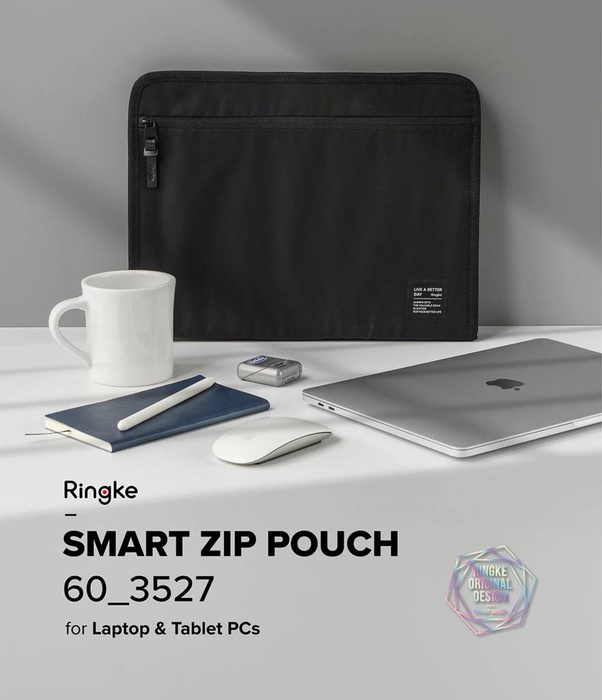 Ringke Smart Zip Pouch uniwersalne etui na laptopa tablet (do 13'') podstawka torba organizer beżowy