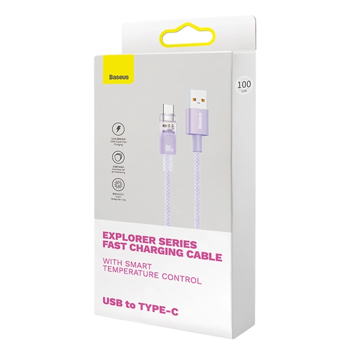 Kabel szybkiego ładowania Baseus USB do USB-C 6A,1m (Fioletowy)