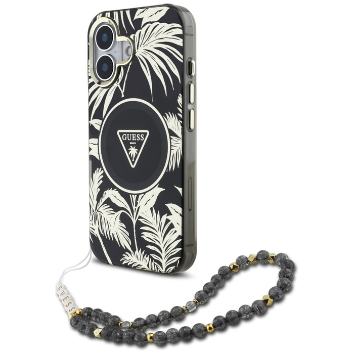 Etui Guess Palm Trees Triangle Pearl      Strap MagSafe do iPhone 16 czarny