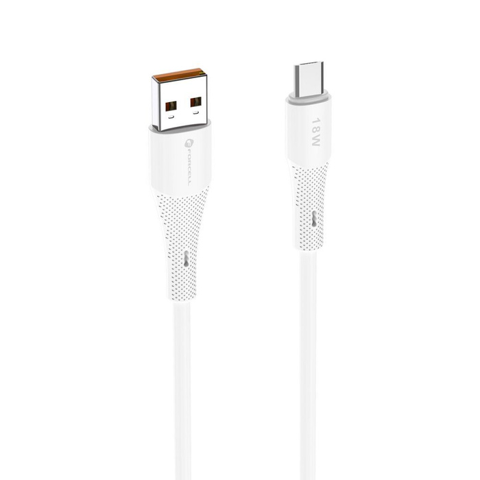 Kabel USB A do Micro USB Forcell F-Energy QC3.0 2,4A 18W Silicone 1 m C341 biały