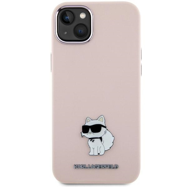 Etui Karl Lagerfeld KLHCP15SSMHCNPP iPhone 15 6.1" różowy/pink Silicone Choupette Metal Pin Case