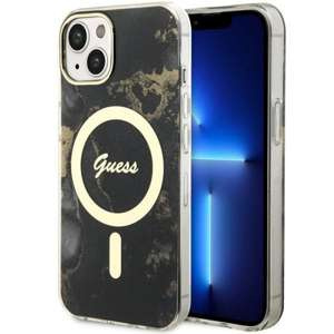 Etui Guess GUHMP14SHTMRSK iPhone 14 6.1" czarny/black hardcase Golden Marble MagSafe Case