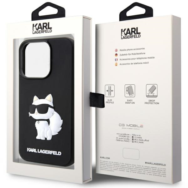 Etui Karl Lagerfeld KLHCP14X3DRKHNK iPhone 14 Pro Max 6.7" czarny/black hardcase Rubber Choupette 3D Case