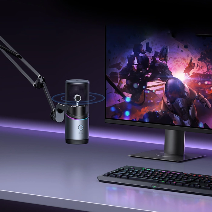 Mikrofon Ugreen CM769 na biurko, z USB-A, RGB LED - srebrny