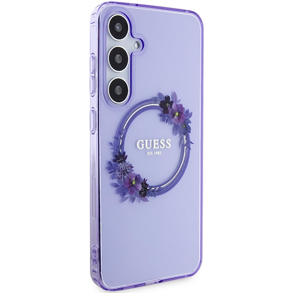 Etui Guess GUHMS24MHFWFCU S24+ S926 fioletowy/purple hardcase IML Flowers Wreath MagSafe Case