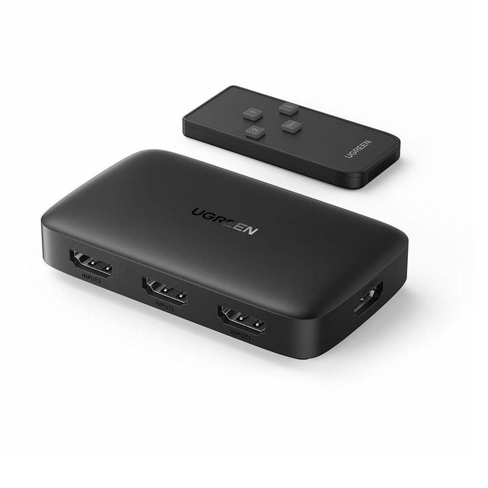 Przełącznik Switch UGREEN CM332 3w1 HDMI 1.4 4K 30 Hz (czarny) CM332