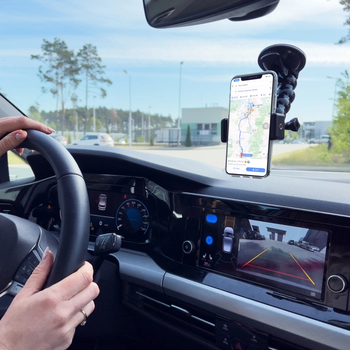 Uchwyt z przyssawką do GoPro, DJI, Insta360, SJCam, Eken + adapter do smartfona - czarny