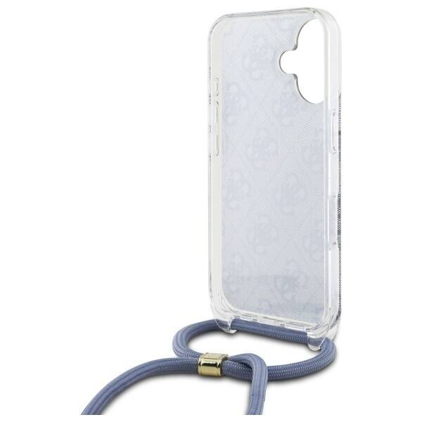 Etui Guess iPhone 16 6.1" niebieski/blue hardcase Crossbody Cord 4G Print
