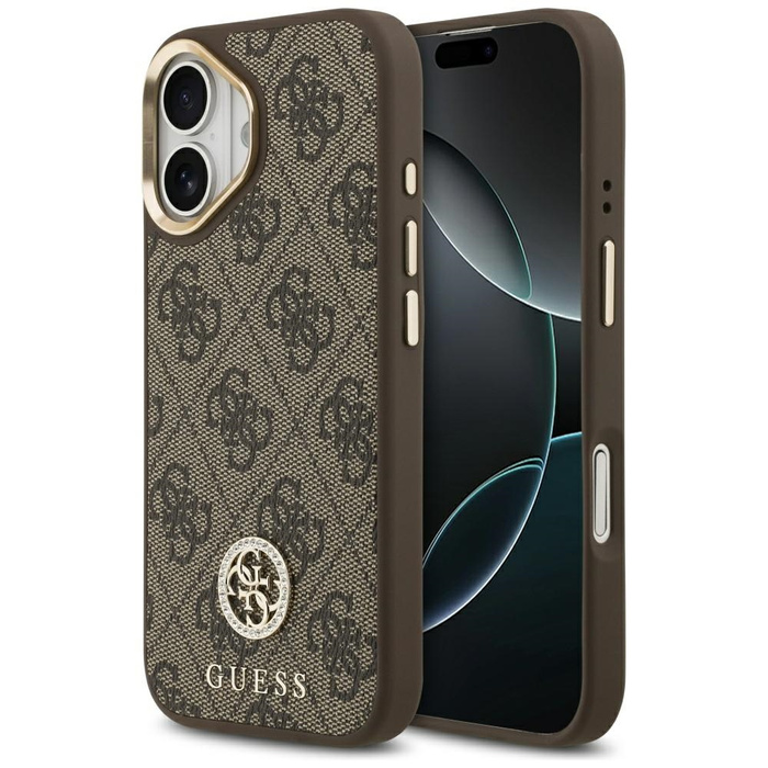 Etui Guess 4G Strass Logo MagSafe do     iPhone 17 brązowy