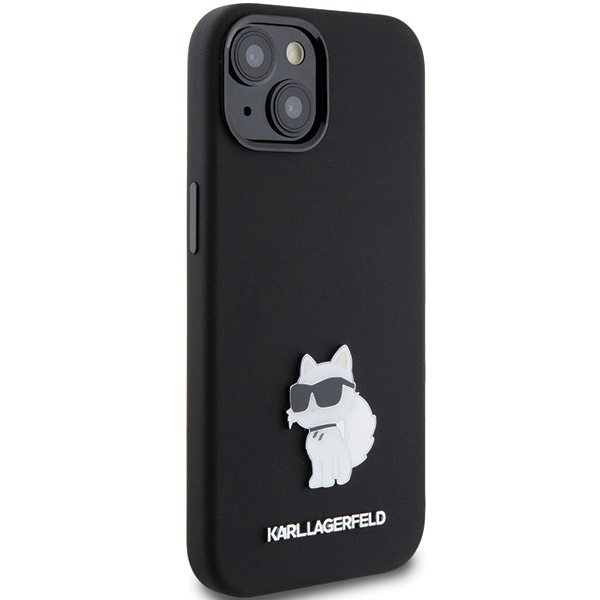 Etui Karl Lagerfeld KLHCP15SSMHCNPK iPhone 15 6.1" czarny/black Silicone Choupette Metal Pin Case