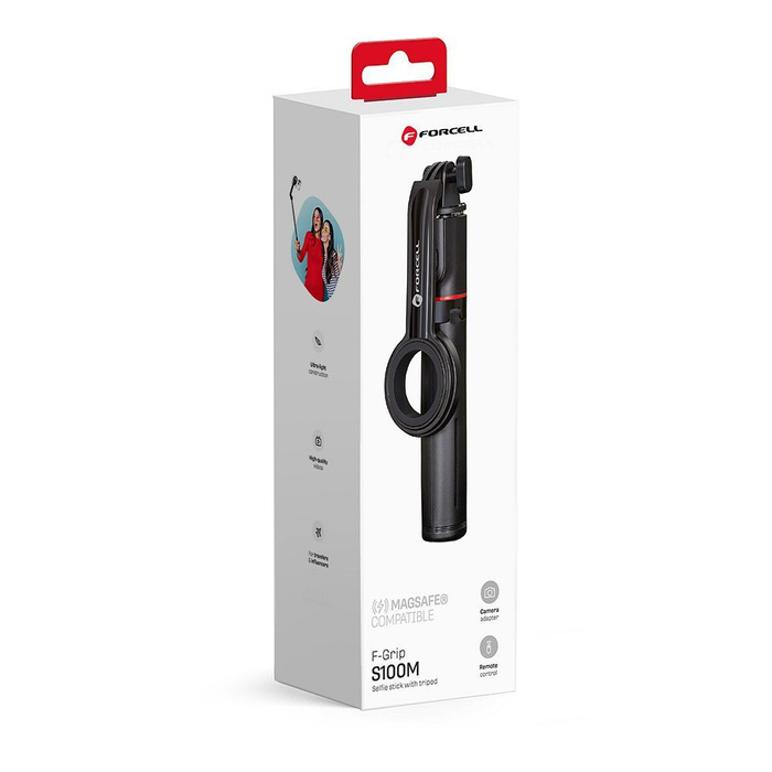 Selfie stick Forcell F-Grip MagSelfie S100M zgodny z MagSafe z pilotem bezprzewodowym czarny 0INT