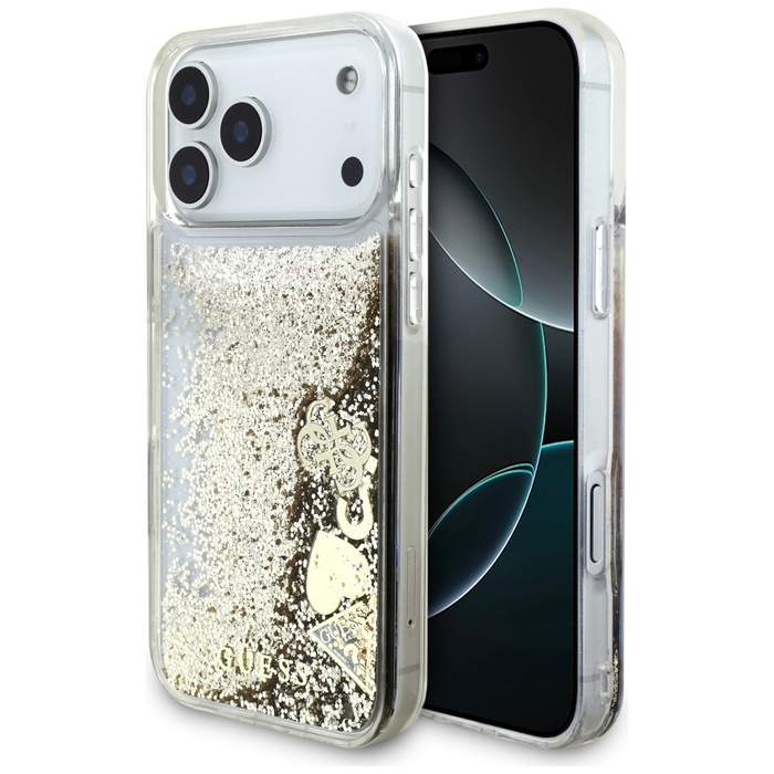 Etui Guess Liq. Glitter 4 Charms do      iPhone 17 Pro złoty