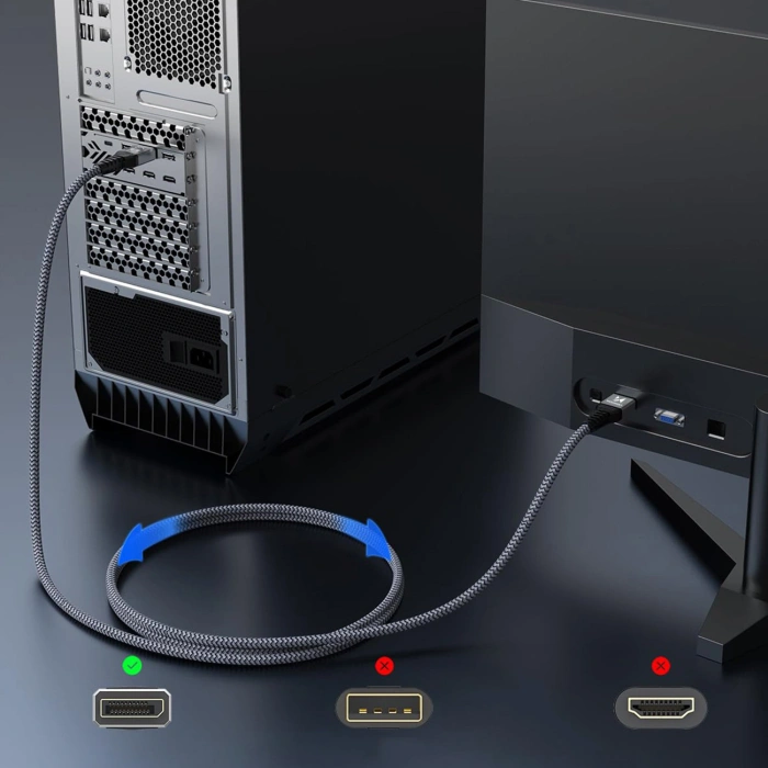 Kabel Wozinsky WPS-16AYL2S DisplayPort 2.1 Certyfikowany VESA 80 Gb/s 16K@60Hz 8K@120Hz 4K@240Hz HDR HDCP DSC 2m - czarny