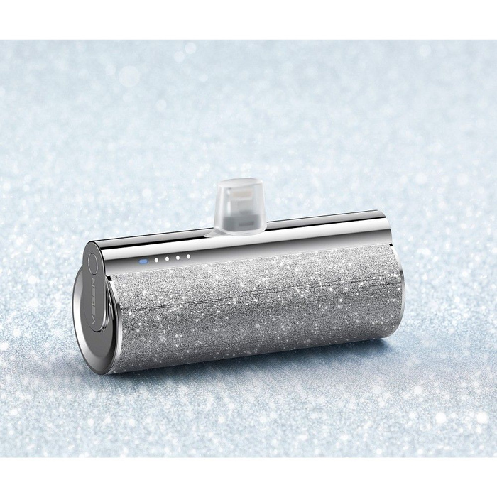 VEGER powerbank 5000 mAh z wbudowanym złączem Lightning PD QC3.0 2,4A 12W PlugOn (W0573P) srebrny