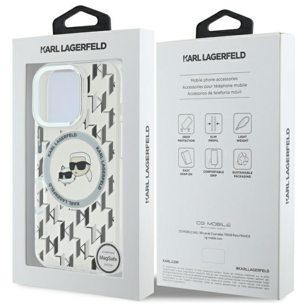 Etui Karl Lagerfeld iPhone 16 Pro Max 6.9" przezroczysty/transparent IML Monogram Karl&Choupette Head MagSafe