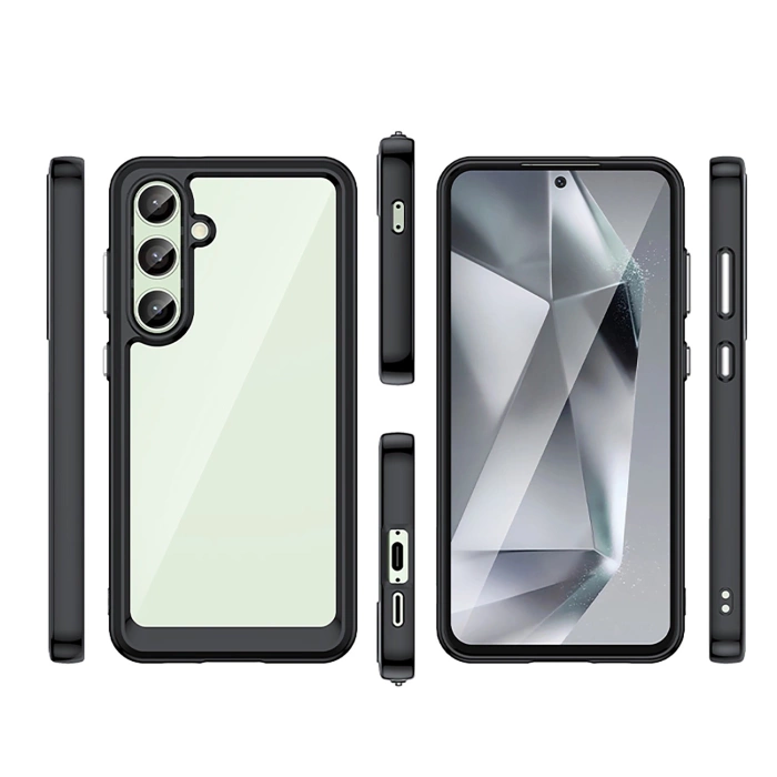 Etui silikonowe Outer Space Case z żelową ramką do Samsung Galaxy S24 FE - czarne