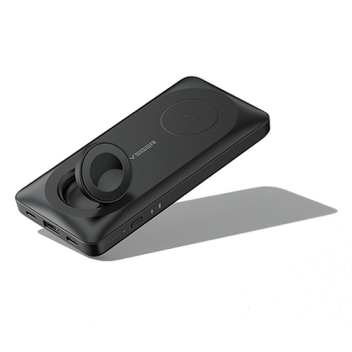 VEGER powerbank 10000 mAh z ładowaniem indukcyjnym kompatybilny z MagSafe PD QC3.0 3A 22,5W MagMulti (W1156) czarny