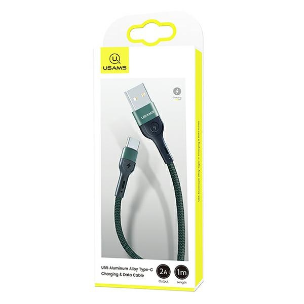 USAMS Kabel pleciony U55 USB-C for set U55 zielony/green 1m SJ449USBSG02 (US-SJ449)