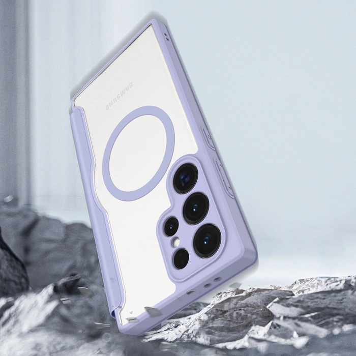 Etui Dux Ducis Skin X Pro do Samsung Galaxy S24 Ultra z magnetycznym ringiem i klapką - fioletowe