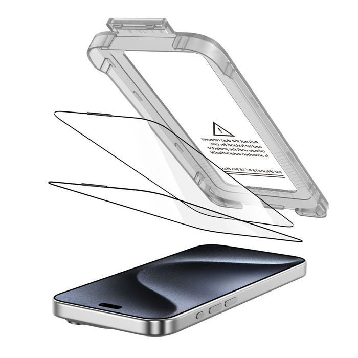 SZKŁO HARTOWANE TECH-PROTECT IPHONE 15 PRO MAX QUICK SET+ 2-PACK CZARNE