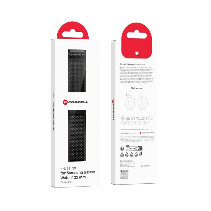 Pasek do Samsung Galaxy Watch Forcell F-Design FS10 magnetyczny stal 22 mm czarny