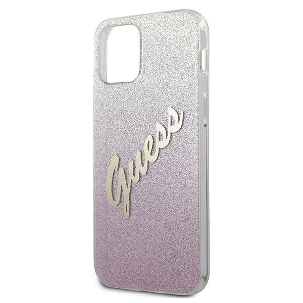 Etui GUESS Apple iPhone 12 Mini Glitter Gradient Script Różowy Hardcase