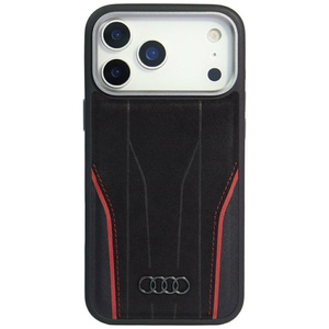 Etui Audi R8 Genuine Leather MagSafe do  iPhone 17 Pro czarno-czerwony
