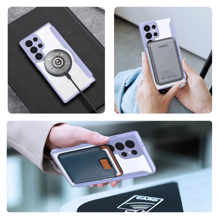 Etui Dux Ducis Skin X Pro do Samsung Galaxy S24 Ultra z magnetycznym ringiem i klapką - fioletowe