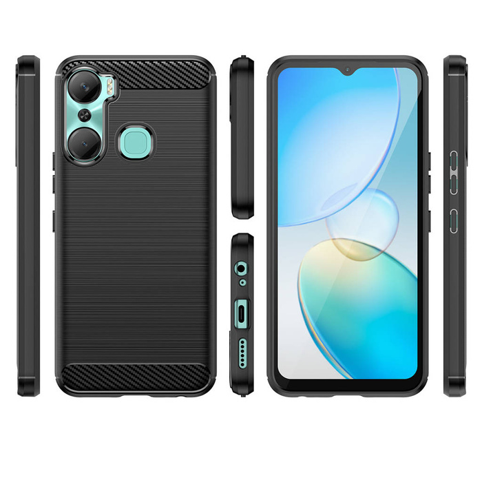 Etui Carbon Case etui do Infinix Hot 12 Pro elastyczny silikonowy karbonowy pokrowiec czarne Case