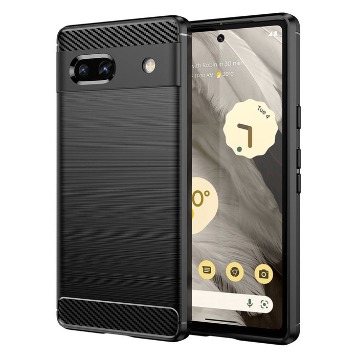 Etui Carbon Case etui Google Pixel 7A elastyczny silikonowy karbonowy pokrowiec czarne Case