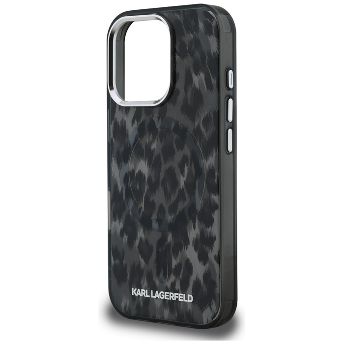 Etui Karl Lagerfeld IML Leopard Pattern  MagSafe do iPhone 16 Pro czarny