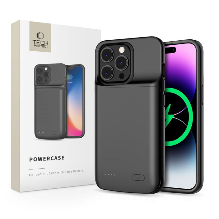 Etui Tech-protect Powercase 4800mah iPhone 14 / 14 Pro Black
