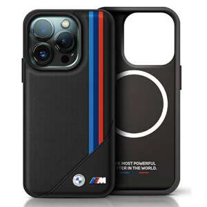 Etui BMW iPhone 16 Pro Max 6.9" czarny/black hardcase M Meshed Tricolor Stripes MagSafe
