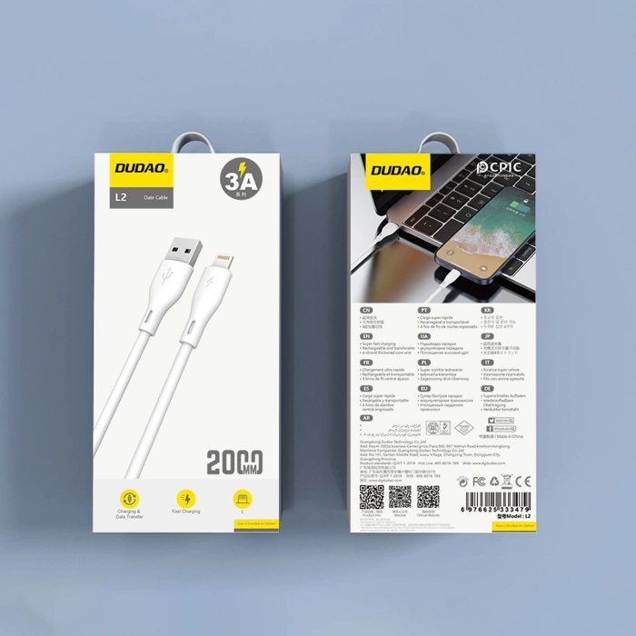 Kabel Dudao L2L USB-A / Lightning 3A 2m - biały