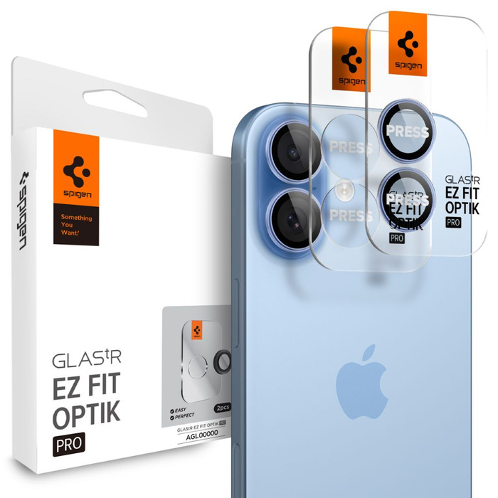 OSŁONA APARATU SPIGEN IPHONE 16 / 16 PLUS / 17 OPTIK PRO GLAS.TR ”EZ FIT” CAMERA PROTECTOR 2-PACK BLUE